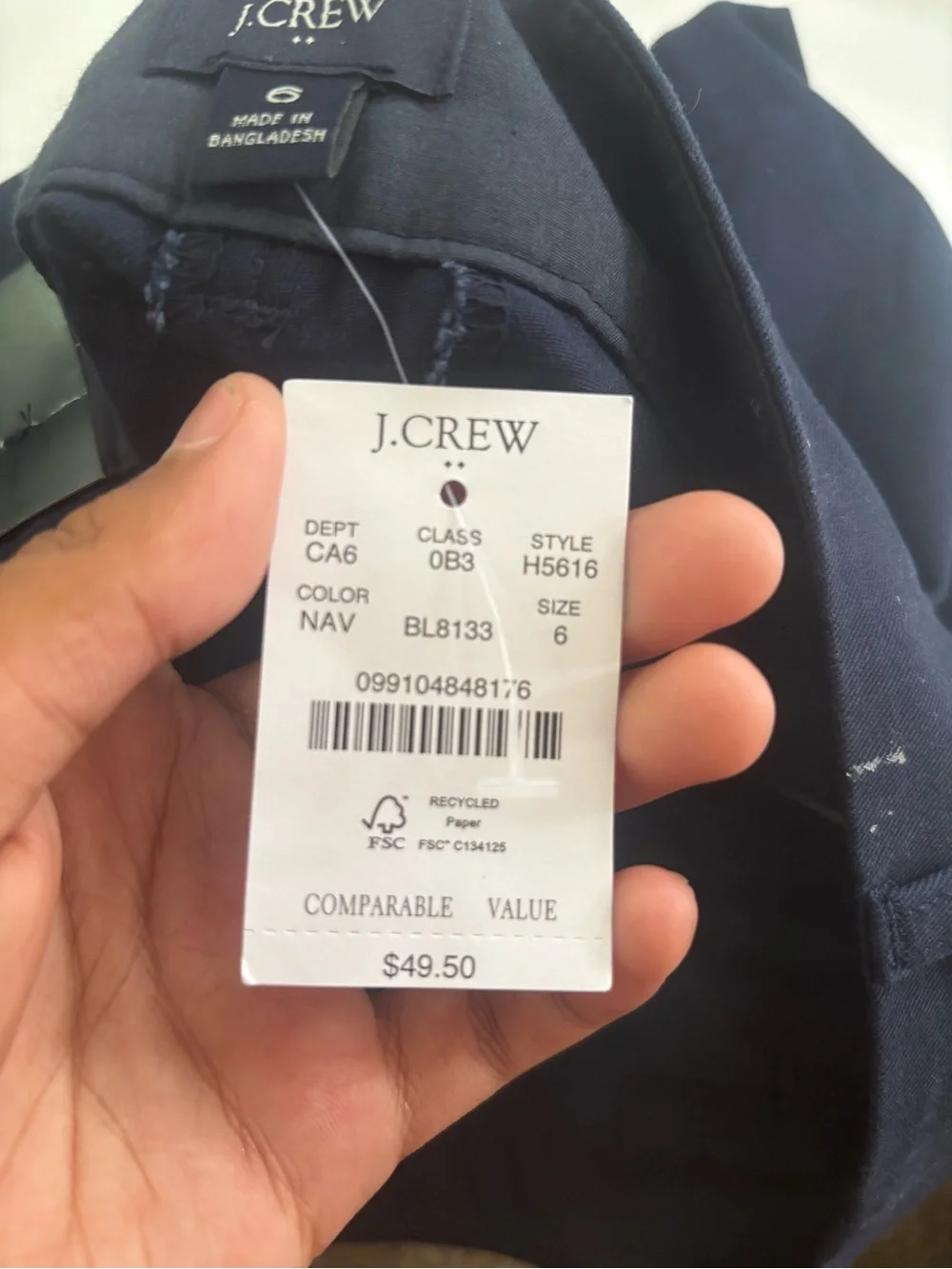 J. Crew Women’s Chino  3.5-inch inseam Shorts size 6